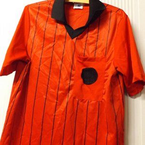 RED AND BLACK SOCCER JERSEY, WITH VELCRO FOR PATCHES, SIZE SMALL